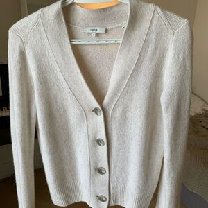 Vince Oatmeal V-neck Cashmere Cardigan Sweater